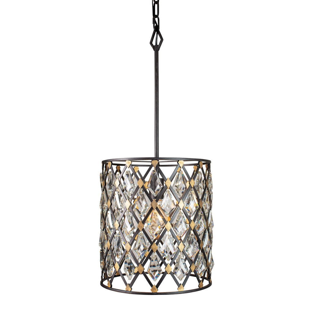 Windsor 1 Light Crystal Pendant - Carbon/Havana Gold