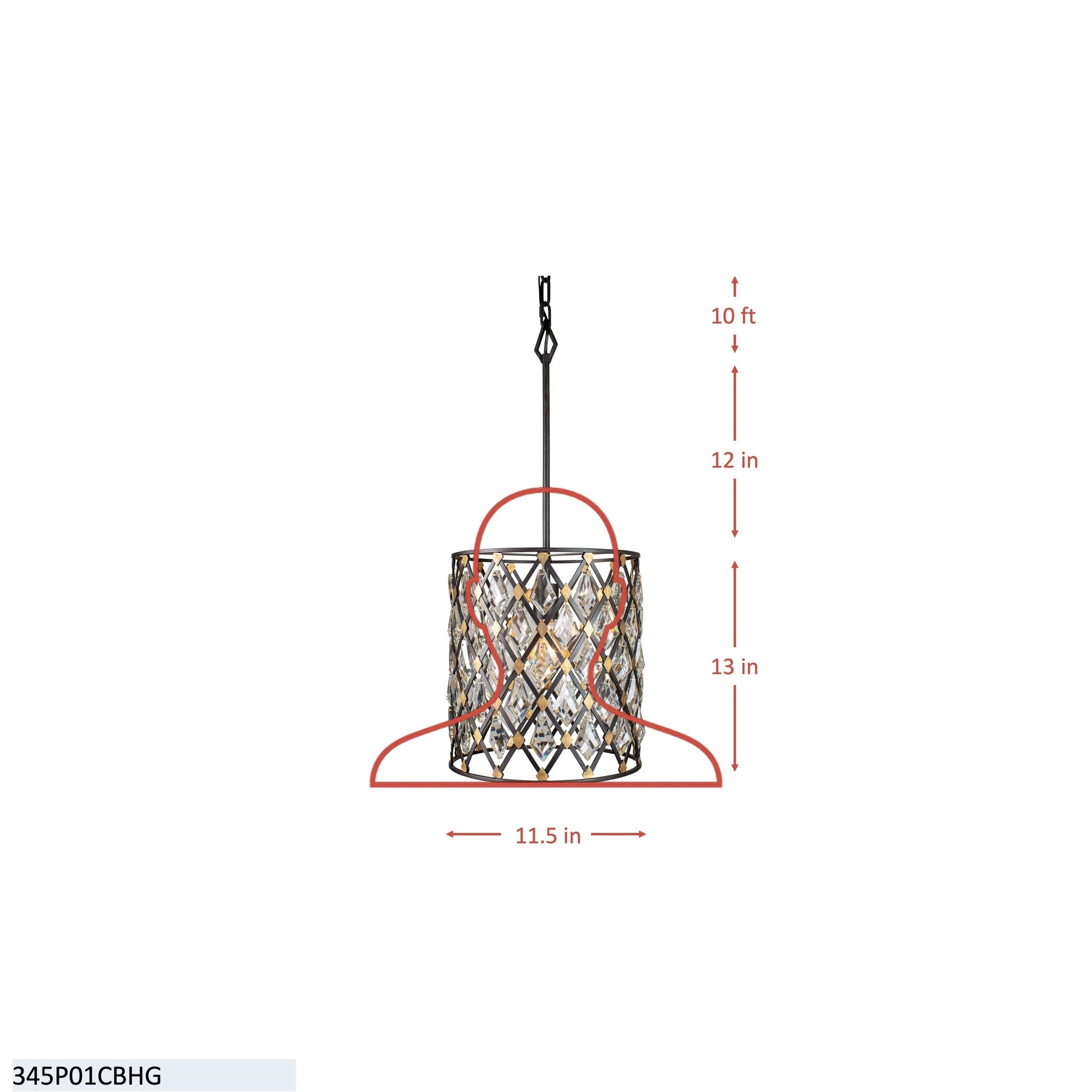Windsor 1 Light Crystal Pendant - French Gold/Matte Black