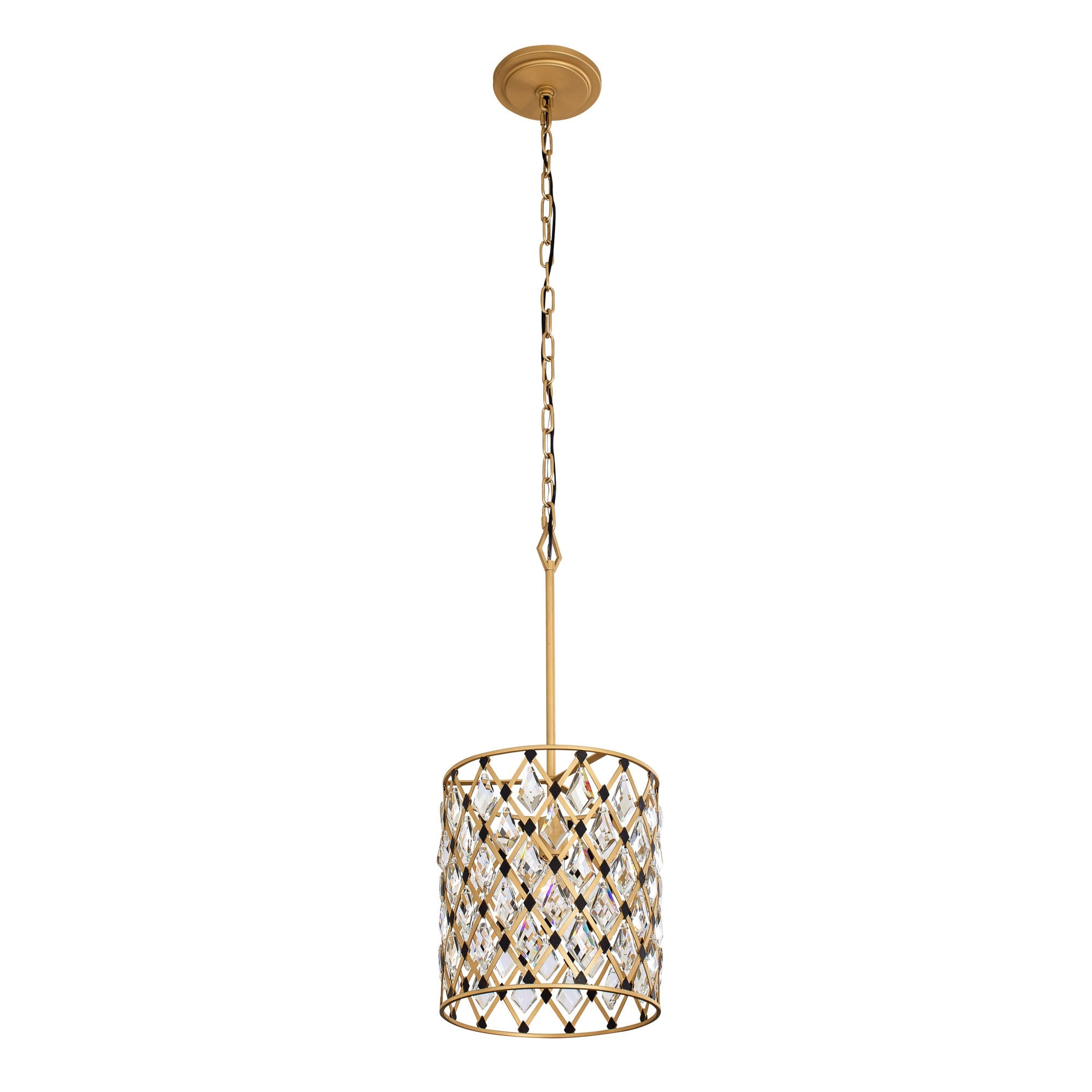 Windsor 1 Light Crystal Pendant - French Gold/Matte Black