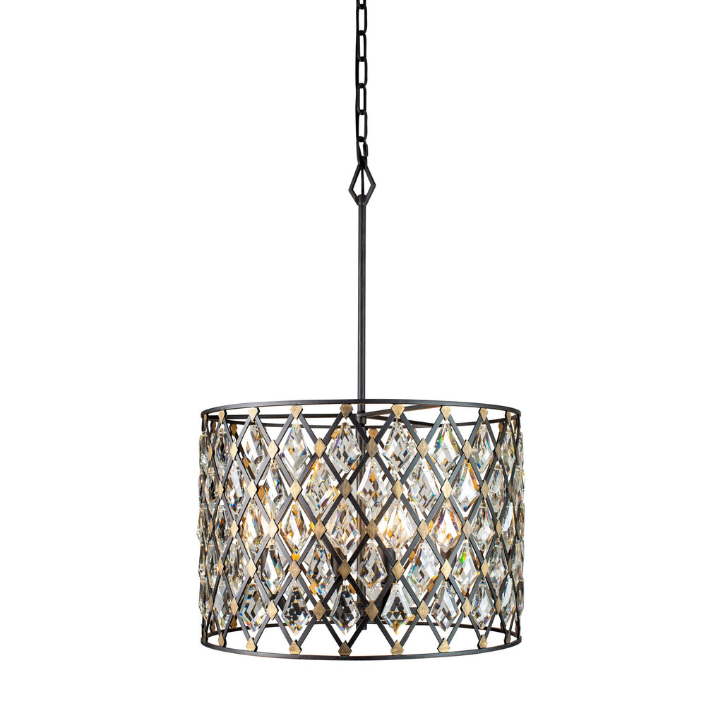 Windsor 4 Light Crystal Pendant - Carbon/Havana Gold