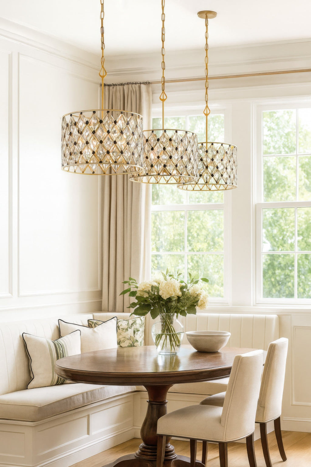 Windsor 4 Light Crystal Pendant - French Gold/Matte Black
