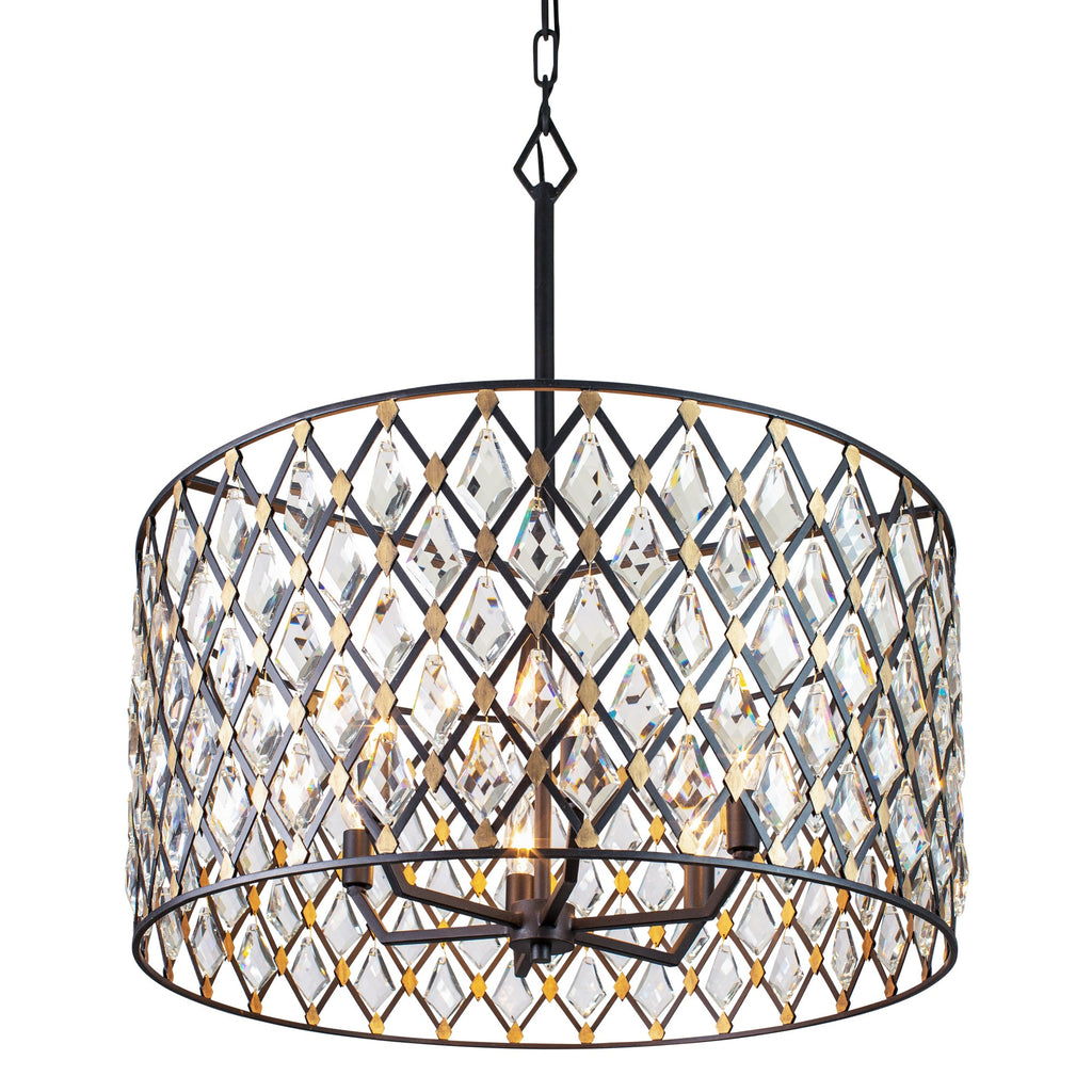 Windsor 6 Light Crystal Pendant - Carbon/Havana Gold