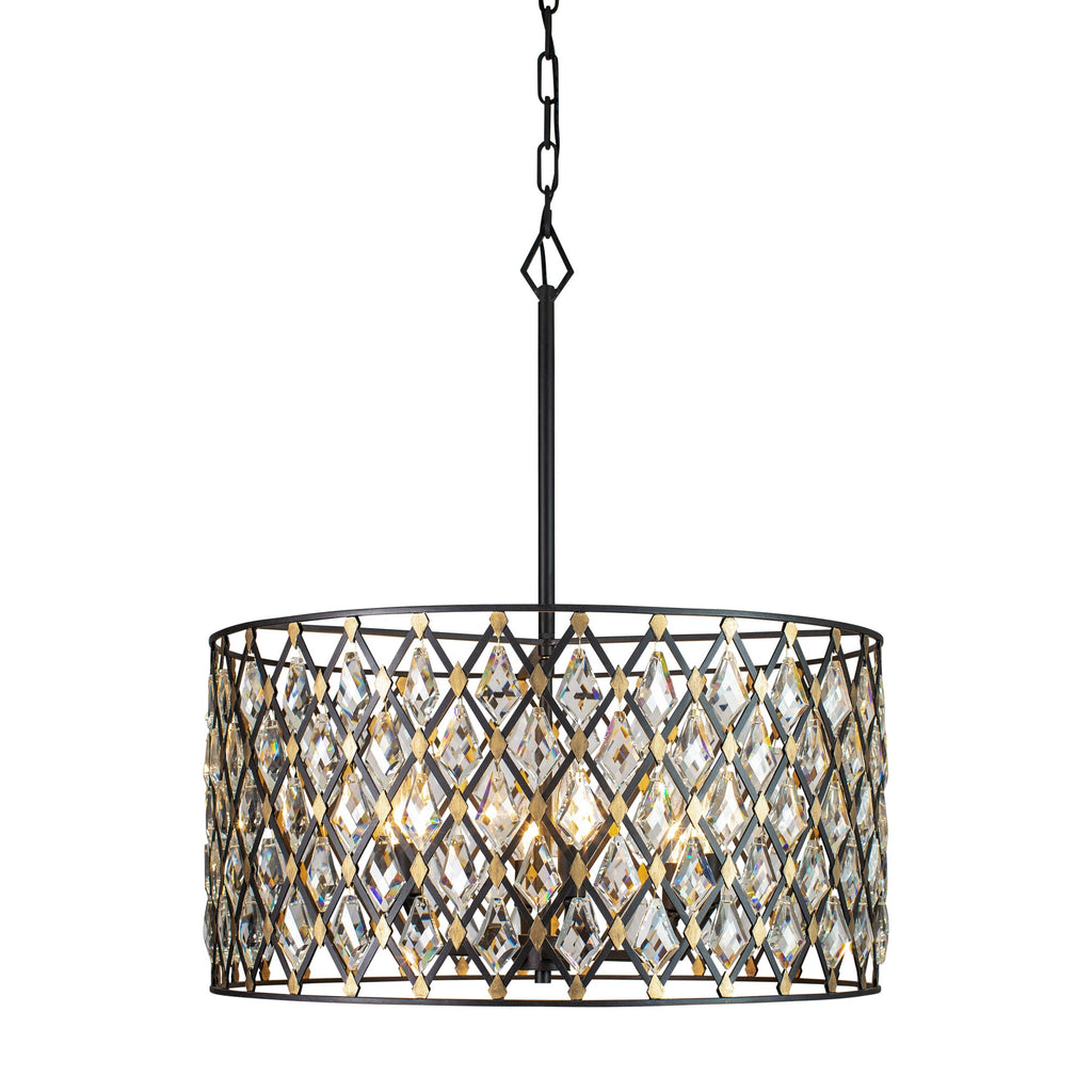Windsor 6 Light Crystal Pendant - Carbon/Havana Gold