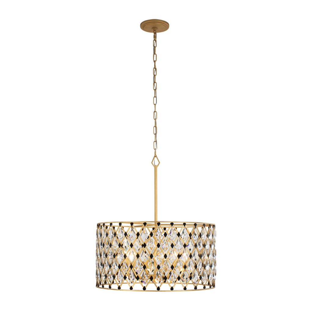 Windsor 6 Light Crystal Pendant - French Gold/Matte Black