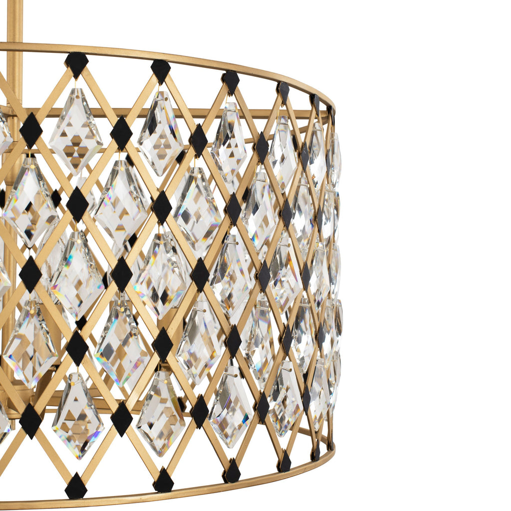 Windsor 6 Light Crystal Pendant - French Gold/Matte Black