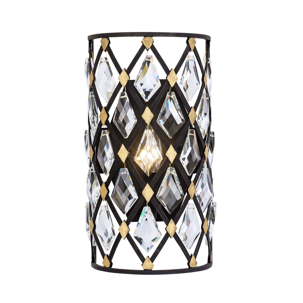 Windsor 1 Light Crystal Sconce - Carbon/Havana Gold
