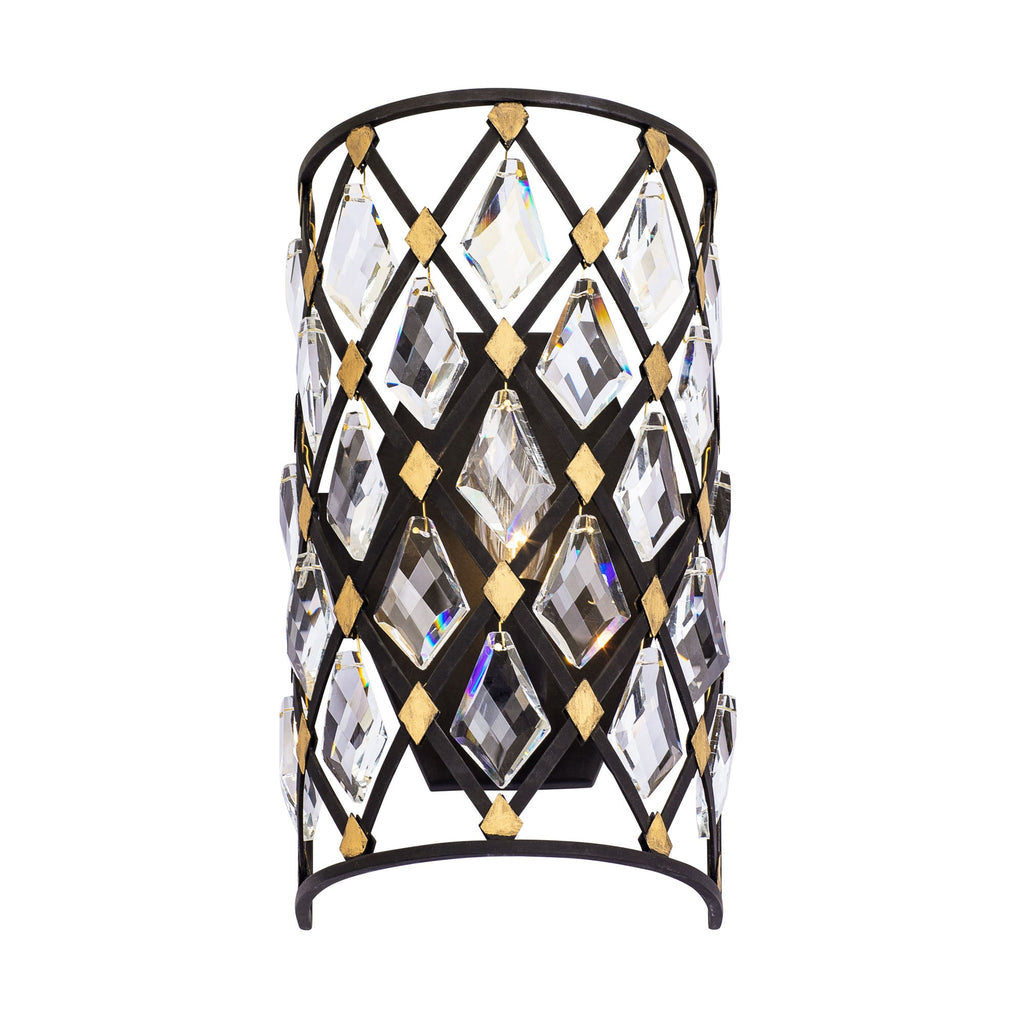 Windsor 1 Light Crystal Sconce - Carbon/Havana Gold