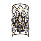 Windsor 1 Light Crystal Sconce - Carbon/Havana Gold