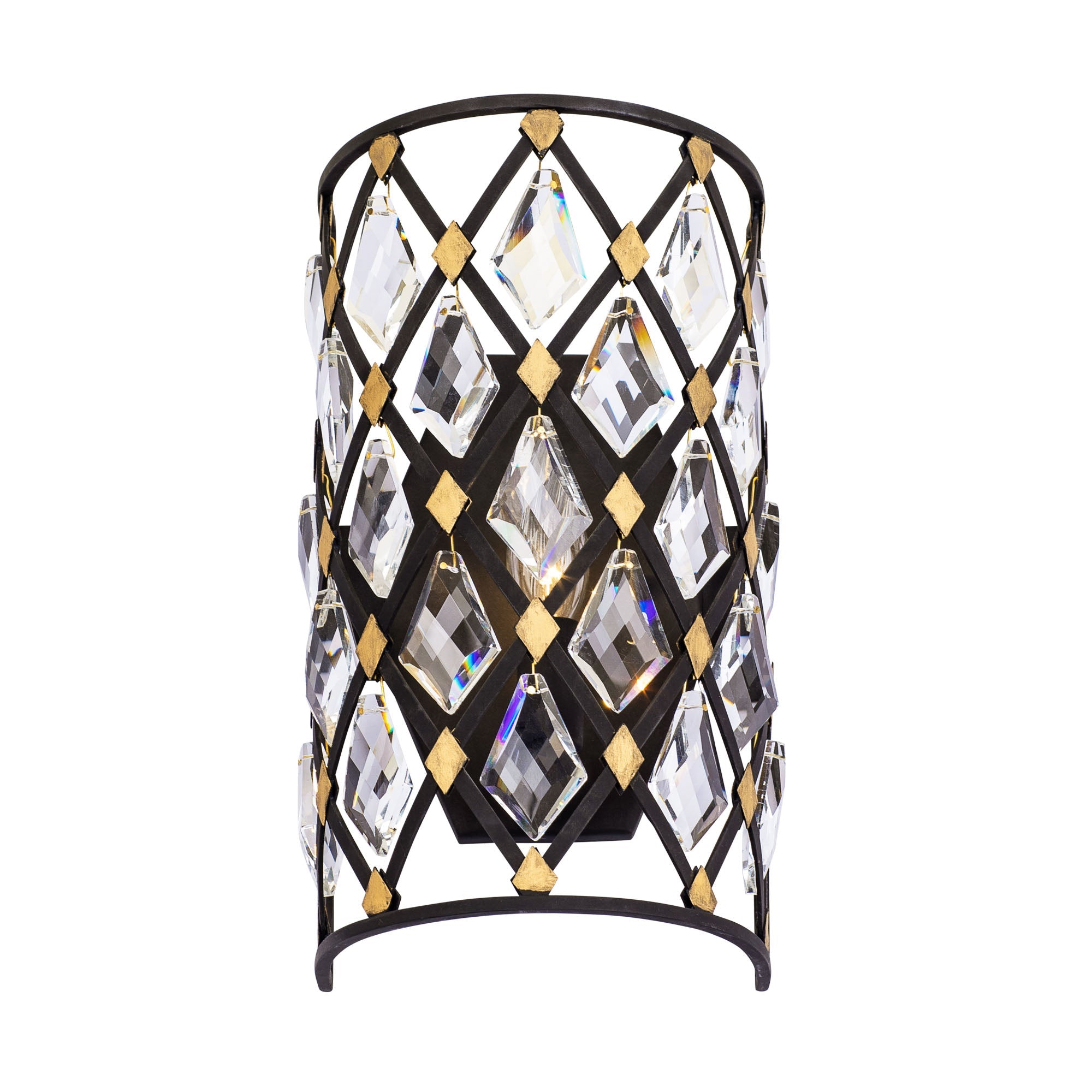 Windsor 1 Light Crystal Sconce - Carbon/Havana Gold