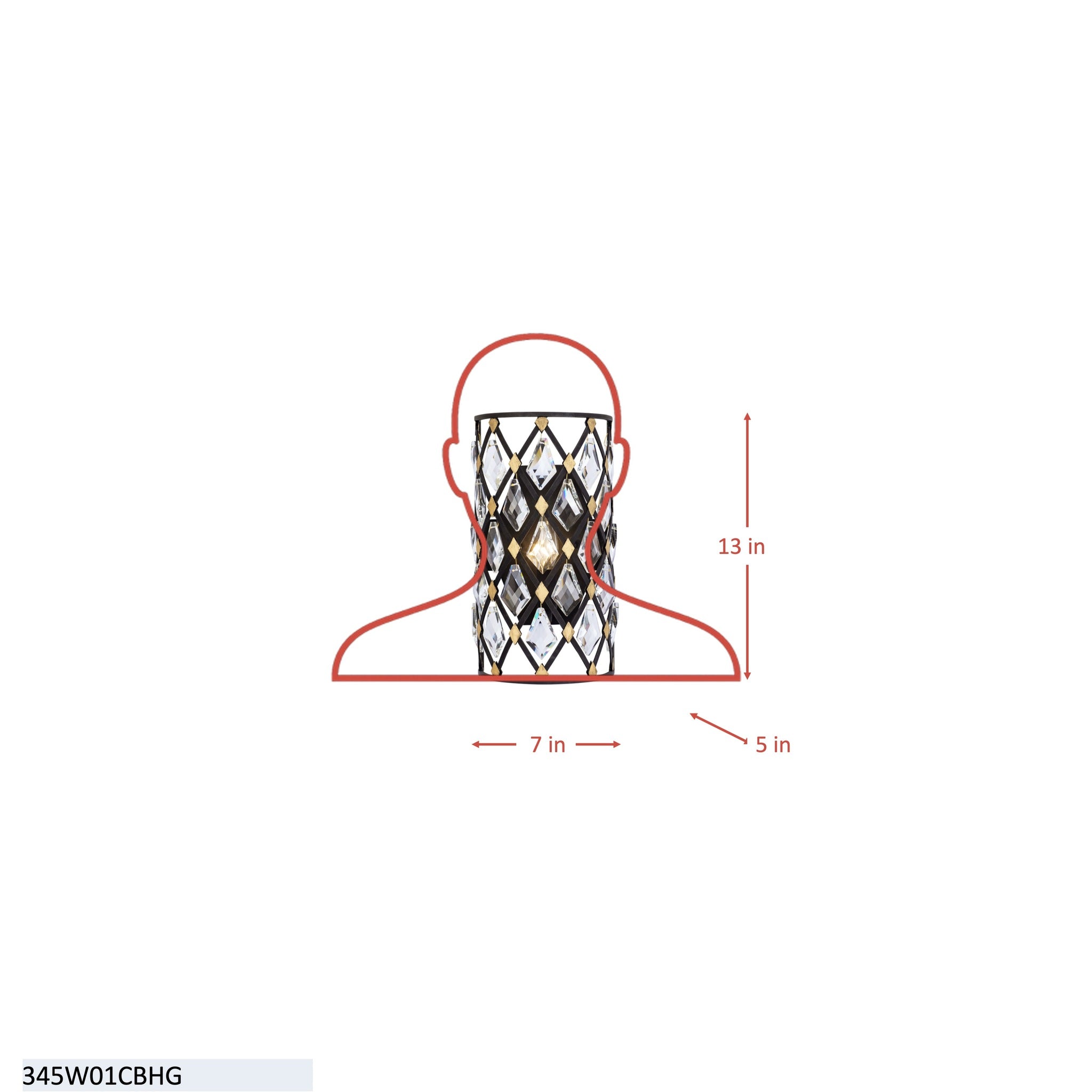 Windsor 1 Light Crystal Sconce - French Gold/Matte Black