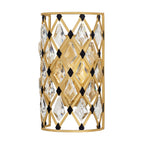 Windsor 1 Light Crystal Sconce - French Gold/Matte Black