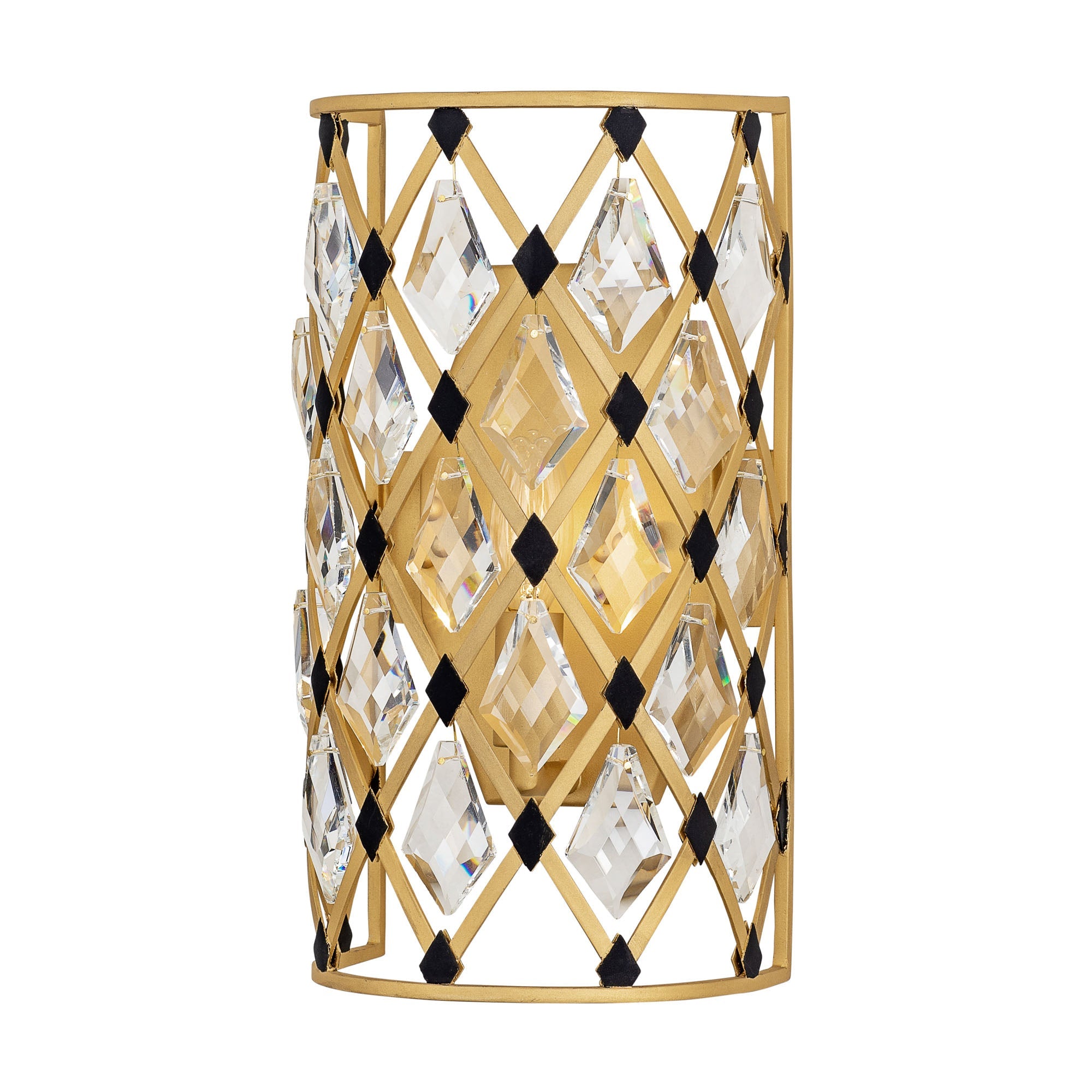 Windsor 1 Light Crystal Sconce - French Gold/Matte Black
