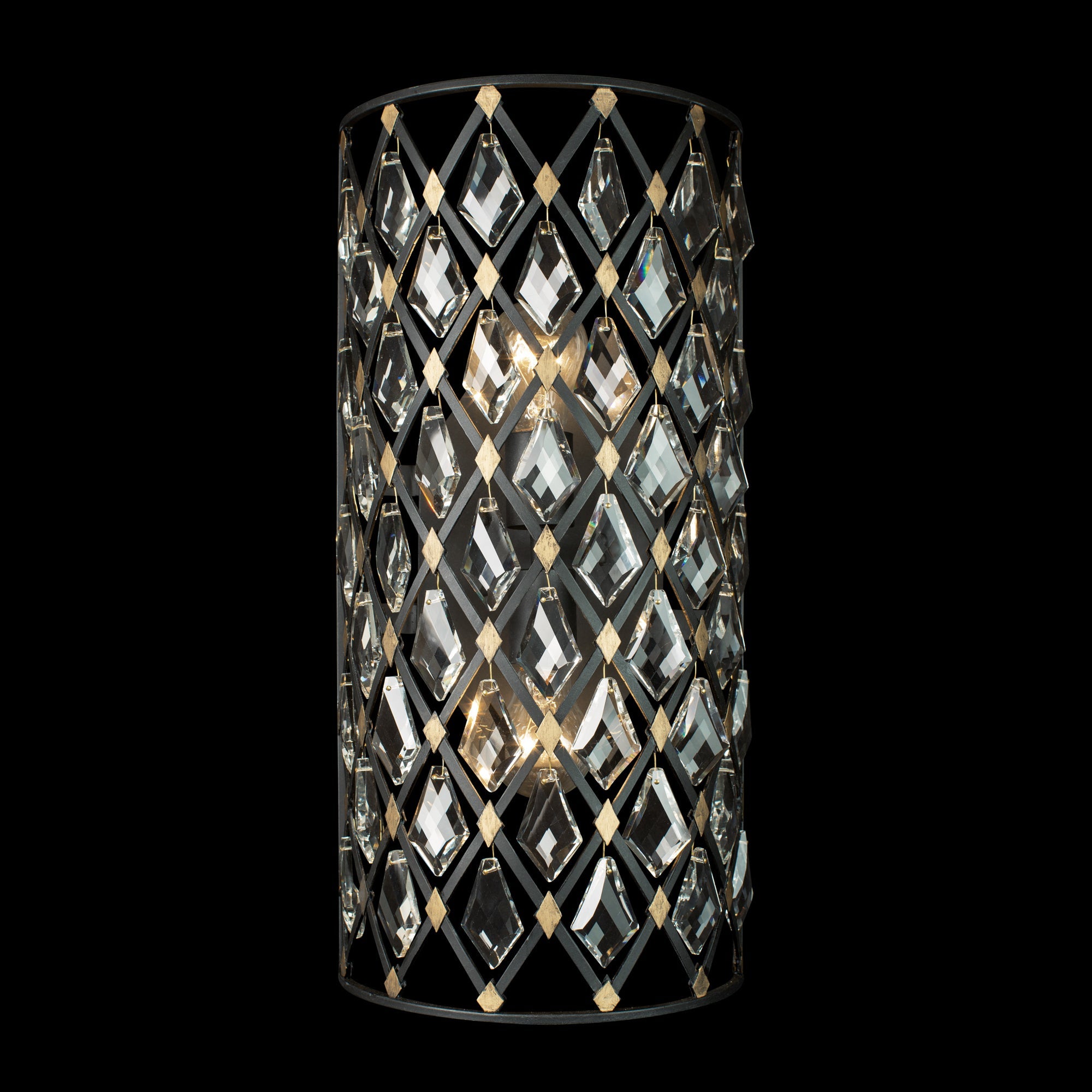 Windsor 2 Light Crystal Sconce/Bath - Carbon/Havana Gold