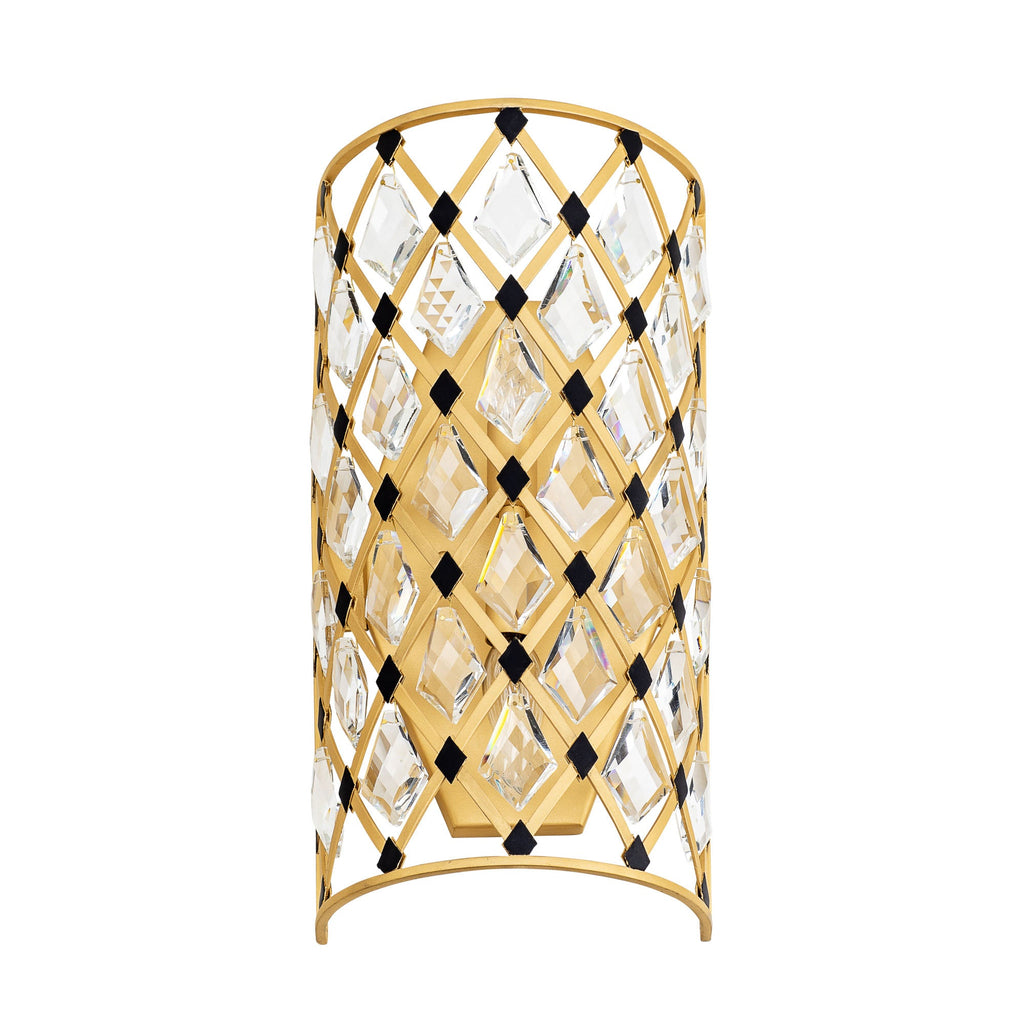 Windsor 2 Light Crystal Sconce - French Gold/Matte Black
