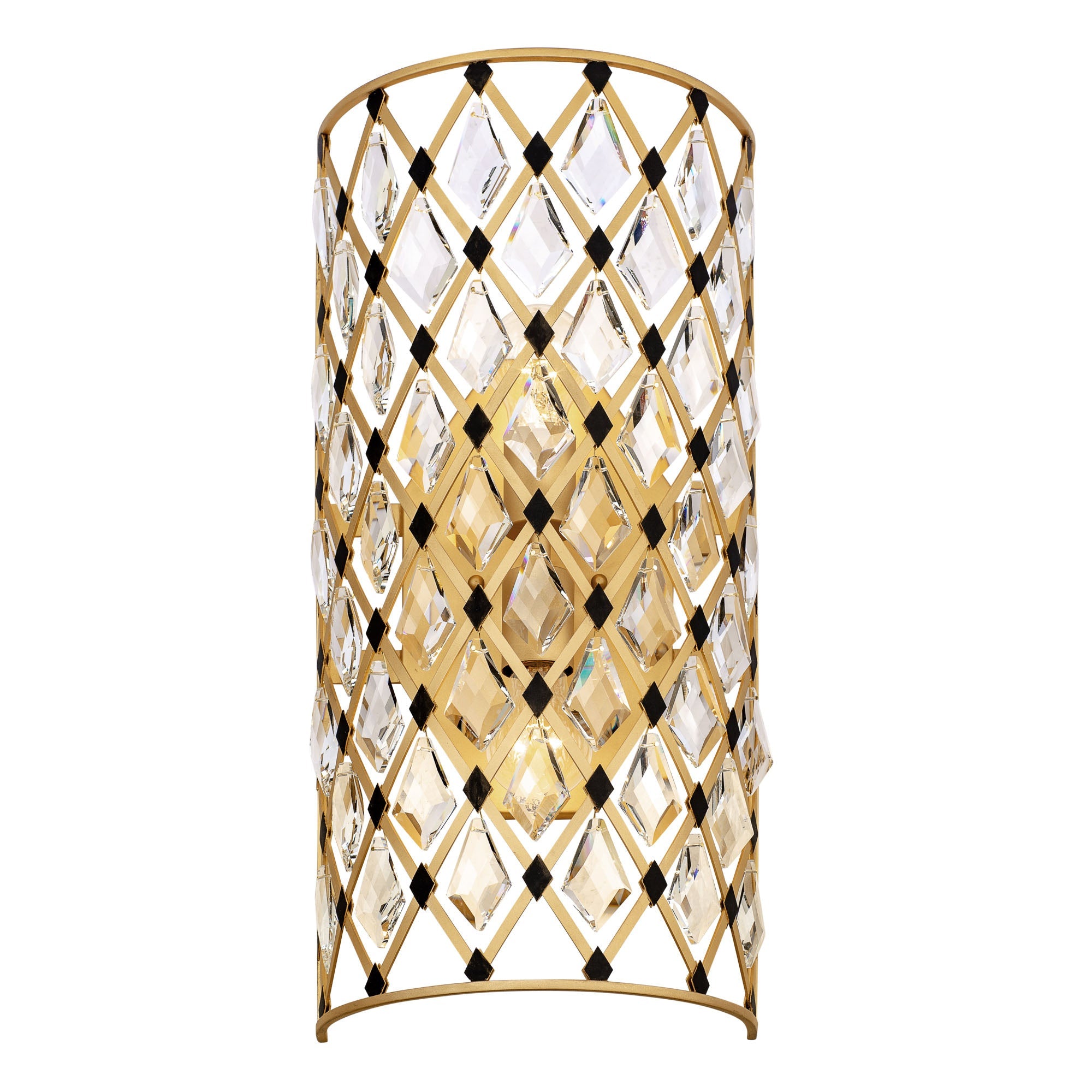 Windsor 2 Light Crystal Sconce - French Gold/Matte Black