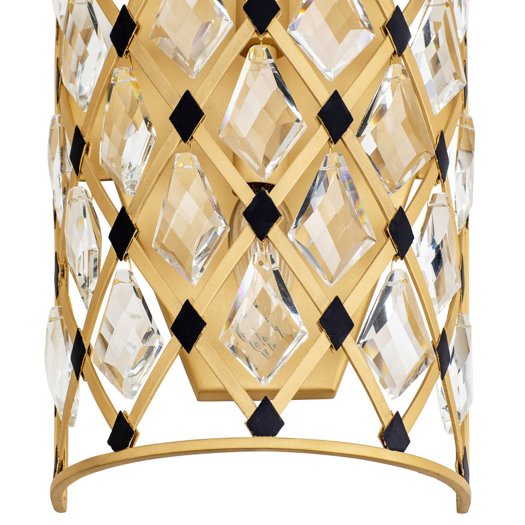 Windsor 2 Light Crystal Sconce - French Gold/Matte Black