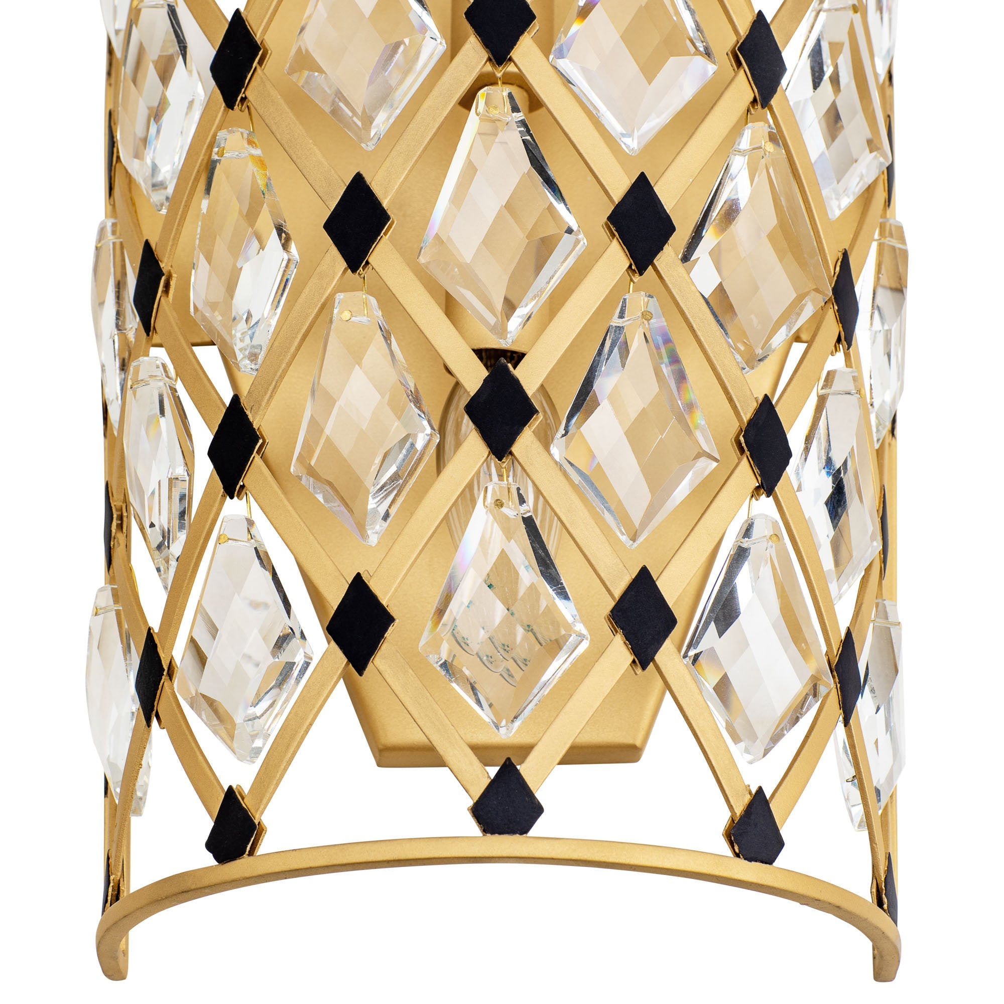 Windsor 2 Light Crystal Sconce - French Gold/Matte Black