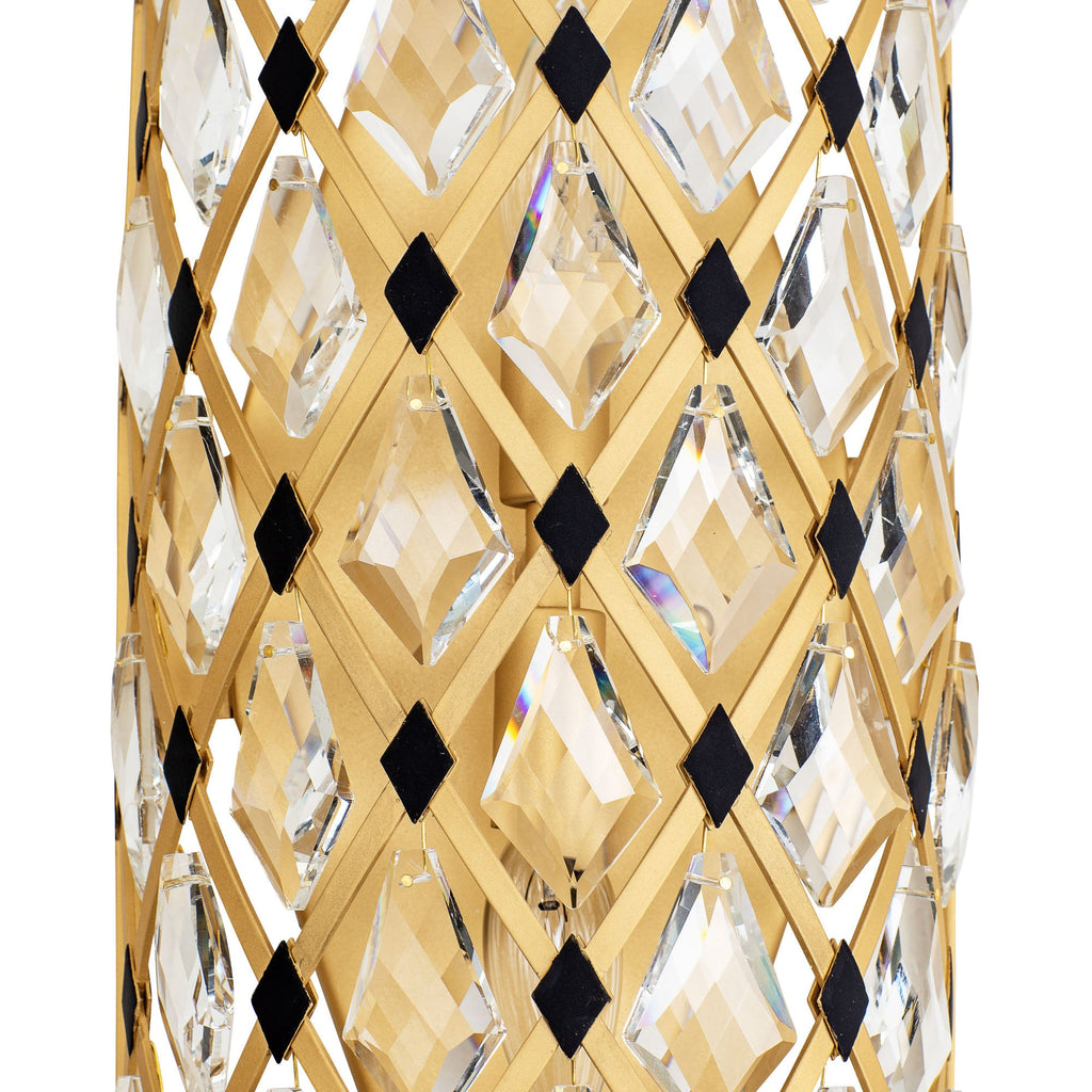 Windsor 2 Light Crystal Sconce - French Gold/Matte Black