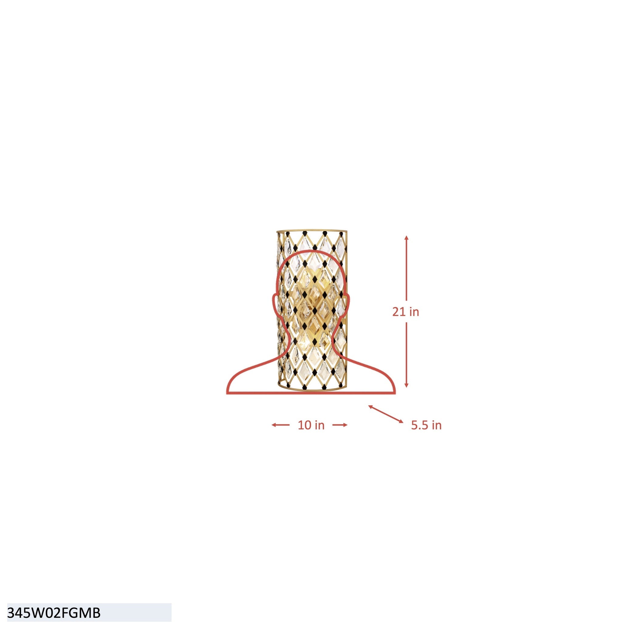 Windsor 2 Light Crystal Sconce/Bath - Carbon/Havana Gold