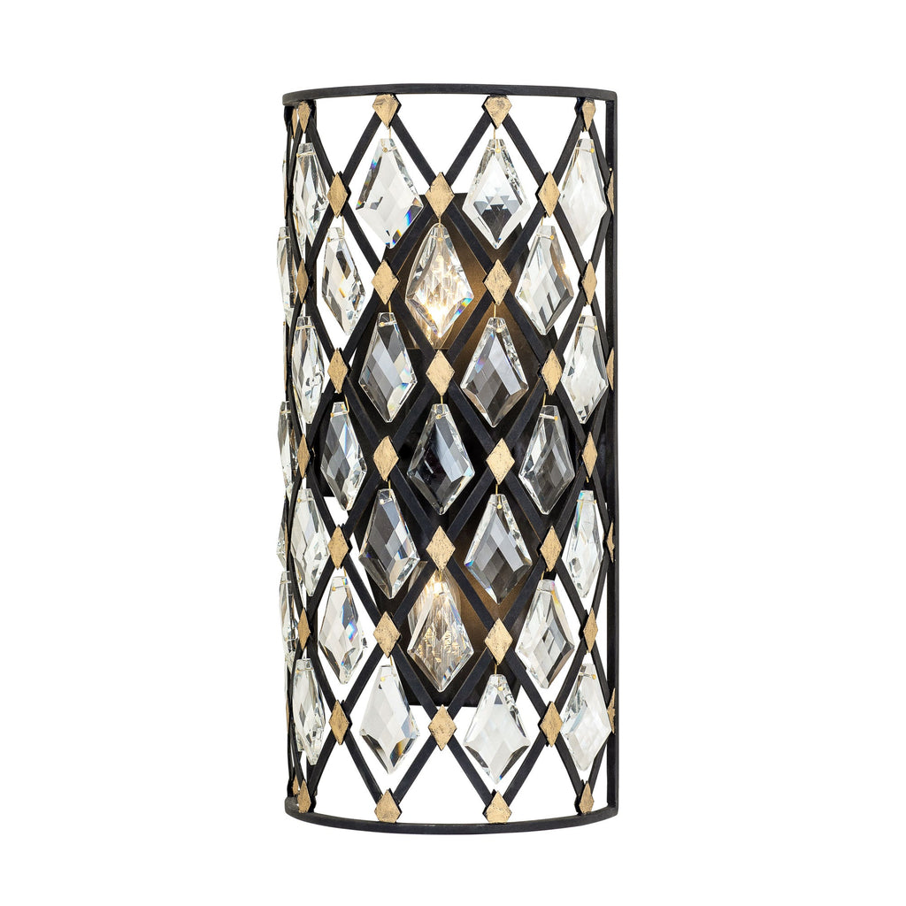 Windsor 2 Light Crystal Sconce - Carbon/Havana Gold