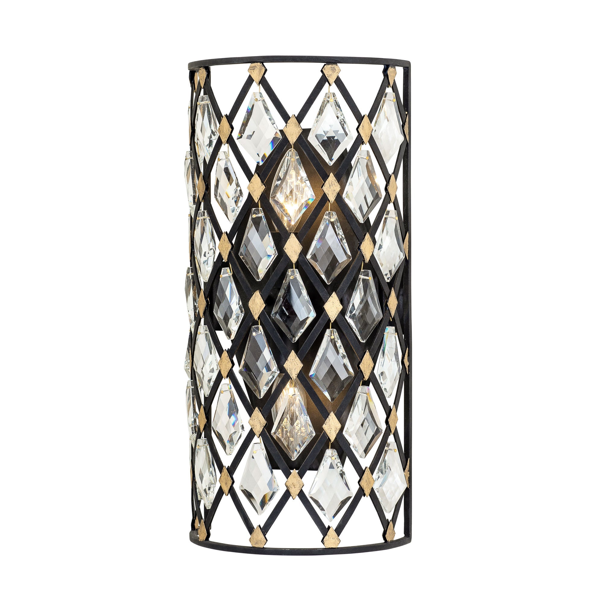 Windsor 2 Light Crystal Sconce - Carbon/Havana Gold