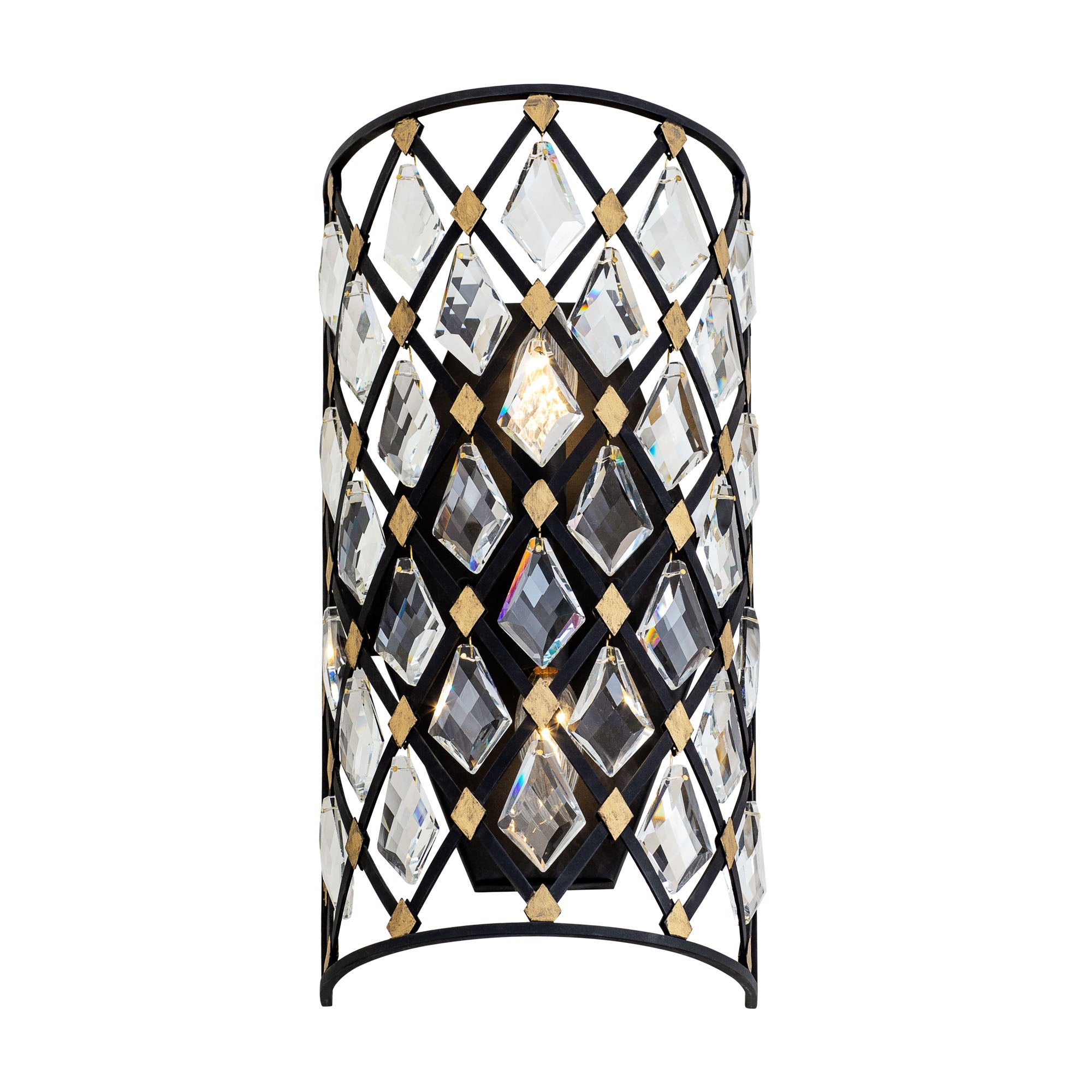 Windsor 2 Light Crystal Sconce - Carbon/Havana Gold