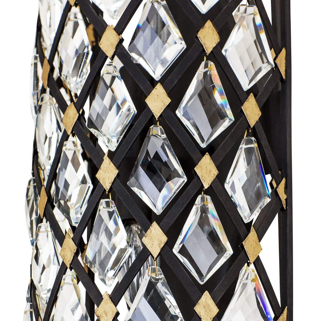 Windsor 2 Light Crystal Sconce - Carbon/Havana Gold