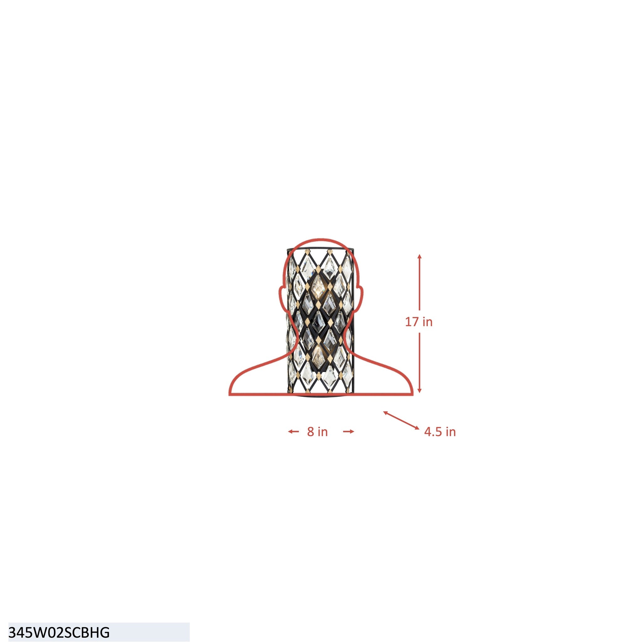 Windsor 2 Light Small Crystal Sconce - French Gold/Matte Black