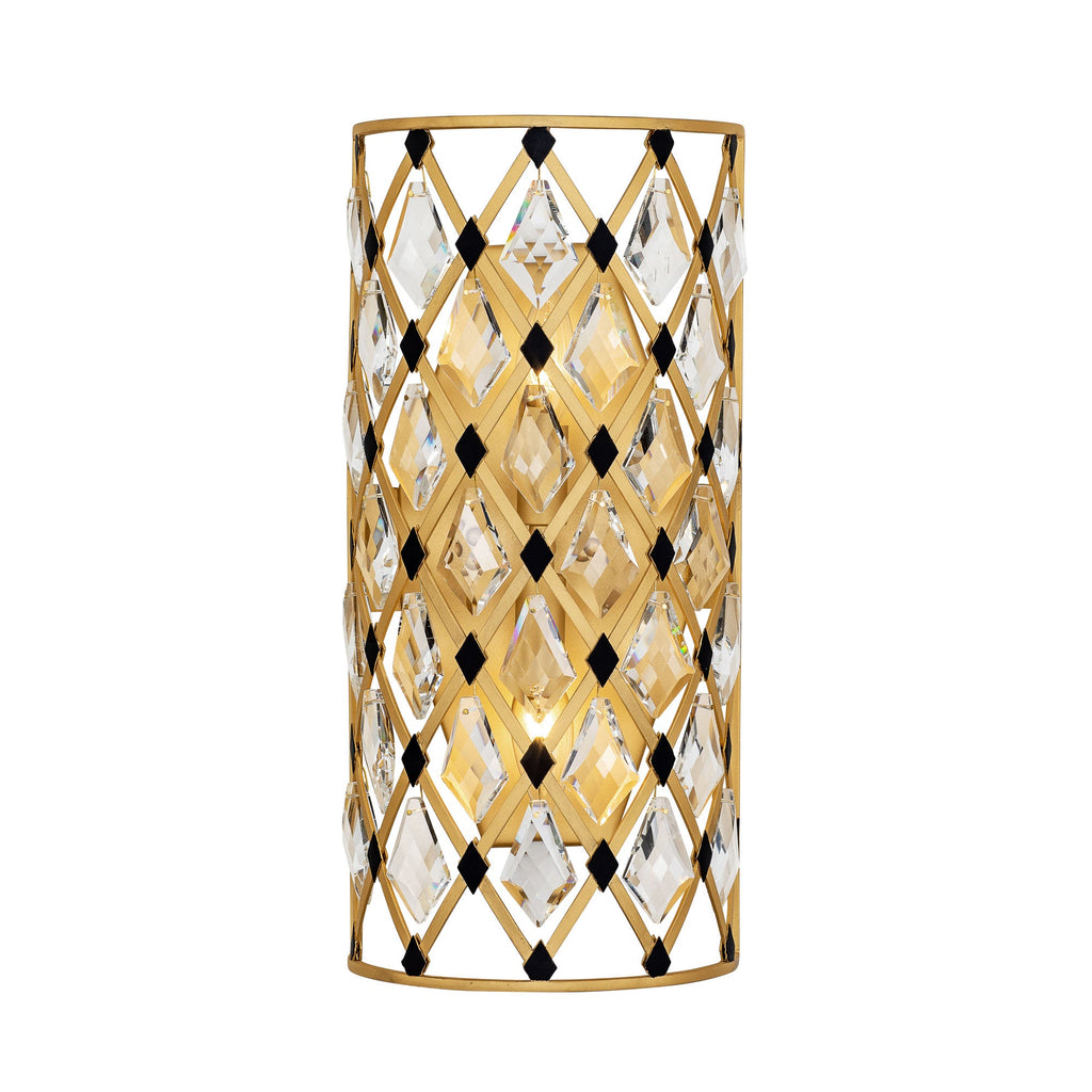 Windsor 2 Light Small Crystal Sconce - French Gold/Matte Black