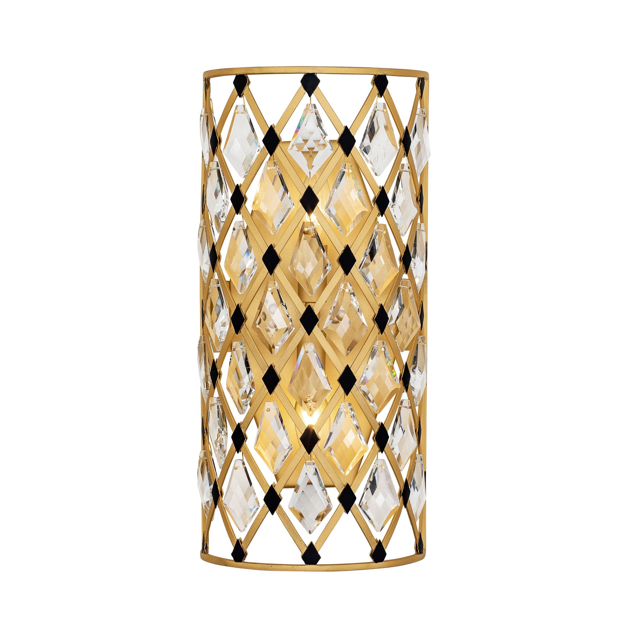 Windsor 2 Light Small Crystal Sconce - French Gold/Matte Black