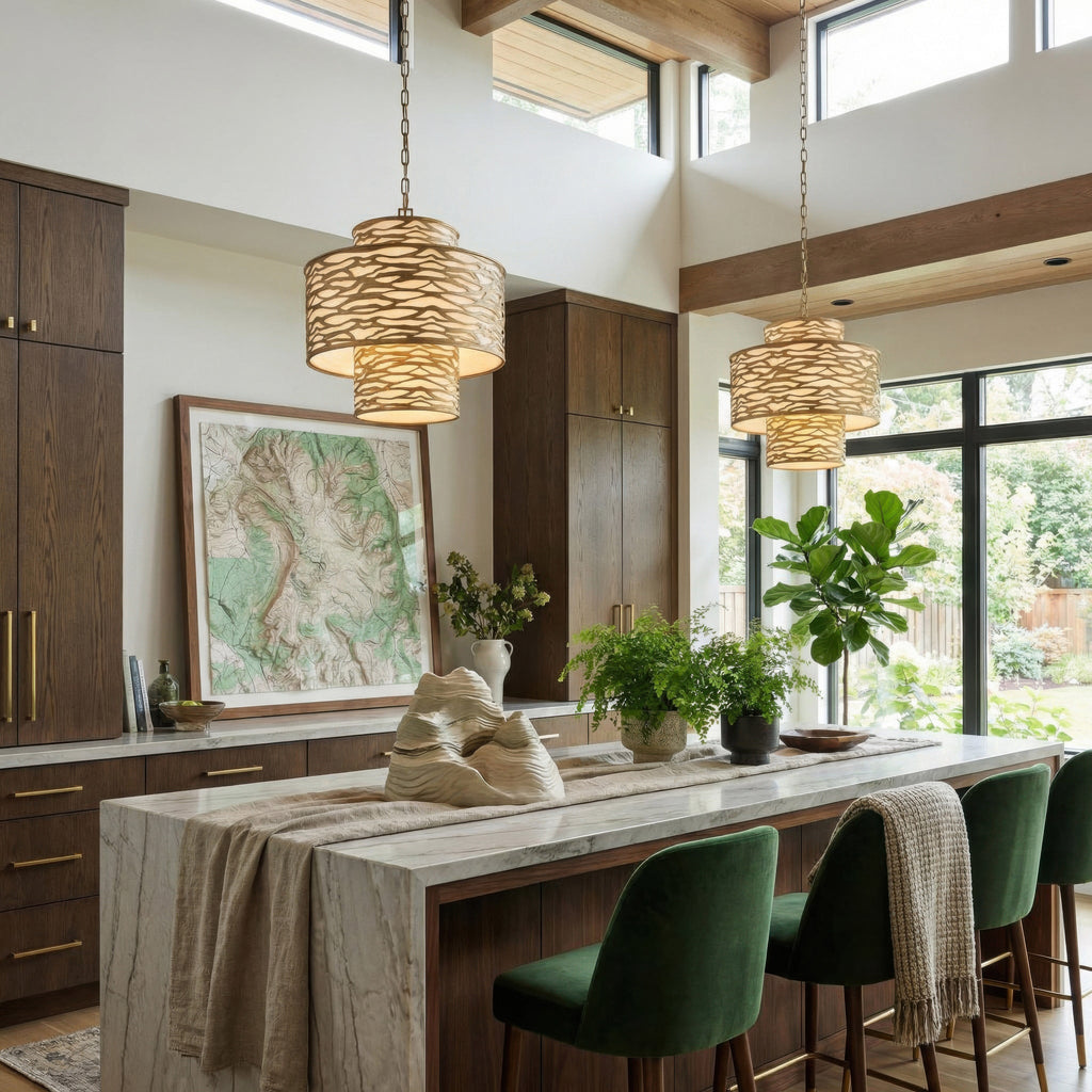 Kato 4 Light 3-Tier Pendant - Havana Gold