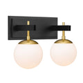 Allie 2 Light Bath - Black/Satin Brass