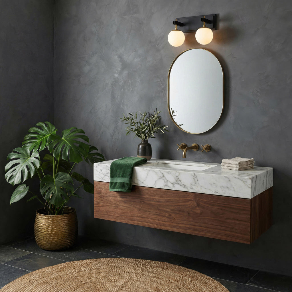 Allie 2 Light Bath - Black/Satin Brass