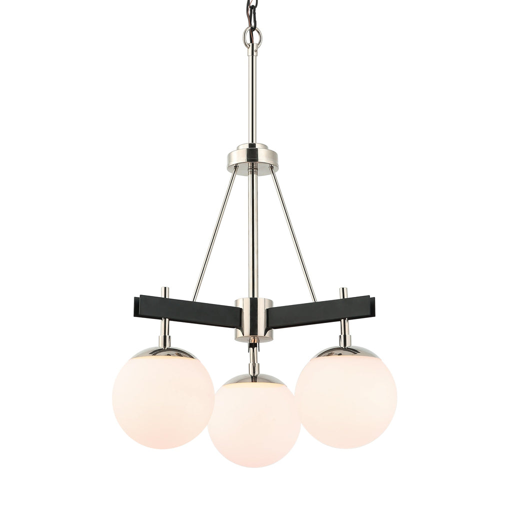Allie 3 Light Chandelier - Black/Polished Nickel