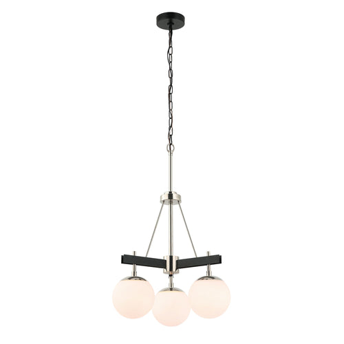 Allie 3 Light Chandelier - Black/Polished Nickel