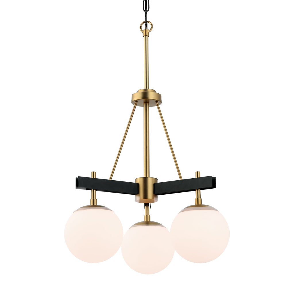 Allie 3 Light Chandelier - Black/Satin Brass