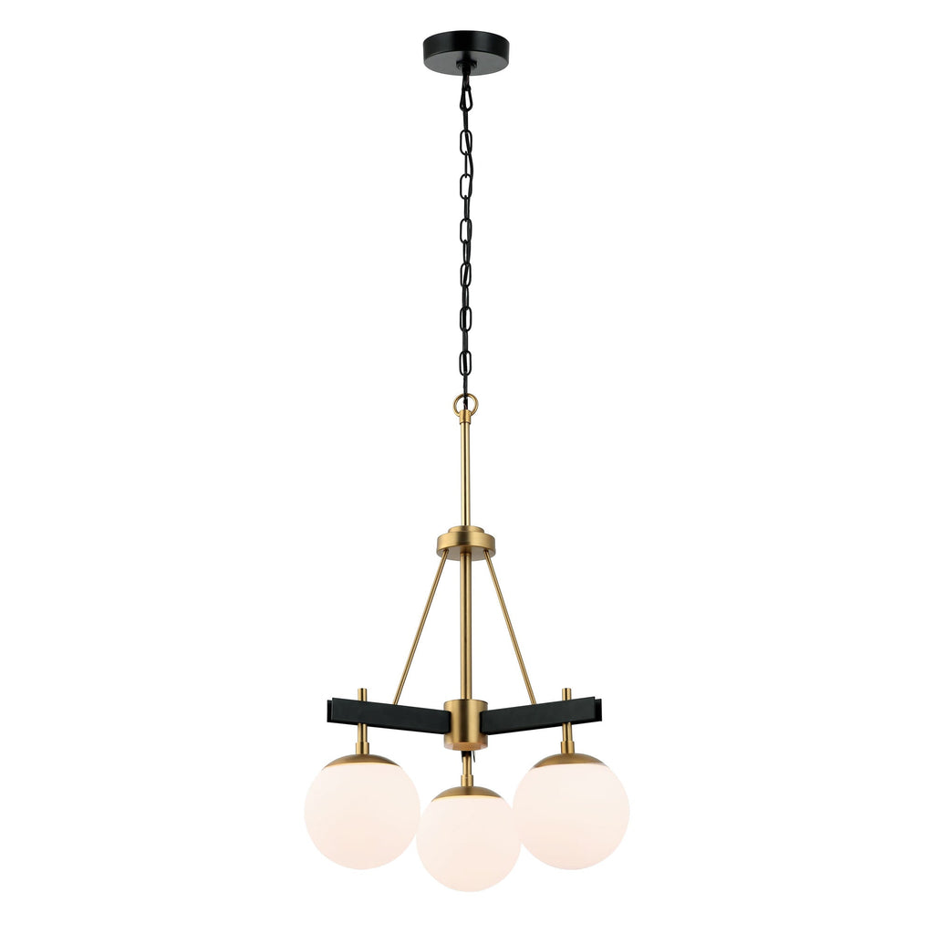 Allie 3 Light Chandelier - Black/Satin Brass