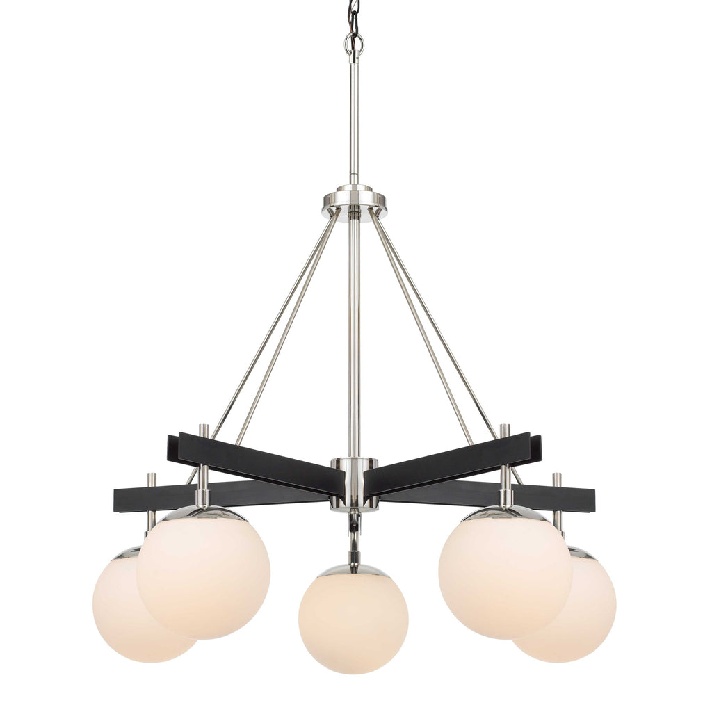 Allie 5 Light Chandelier - Black/Polished Nickel