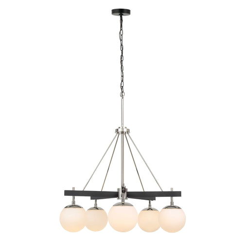 Allie 5 Light Chandelier - Black/Polished Nickel