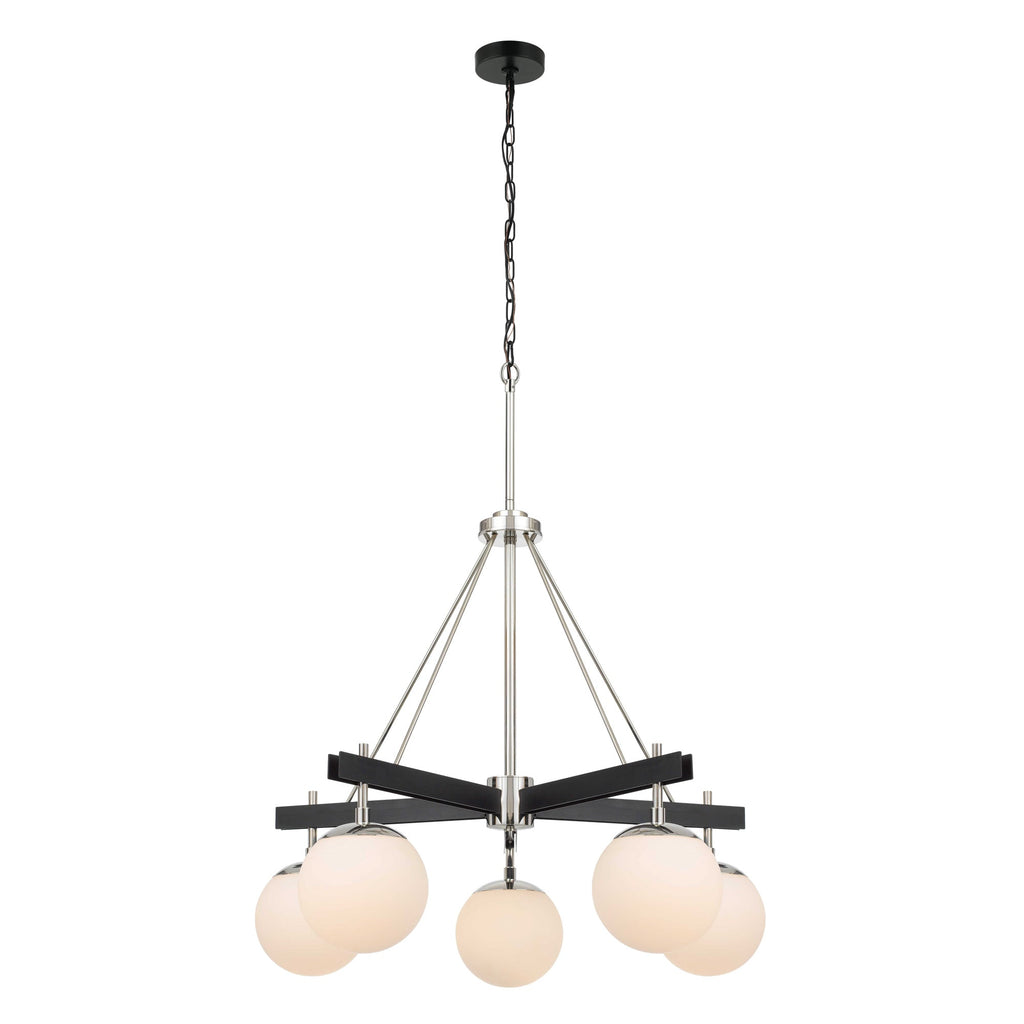 Allie 5 Light Chandelier - Black/Polished Nickel