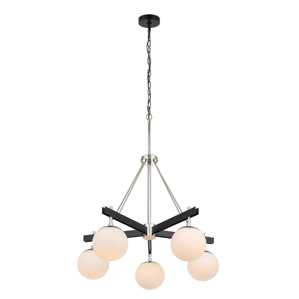 Allie 5 Light Chandelier - Black/Polished Nickel
