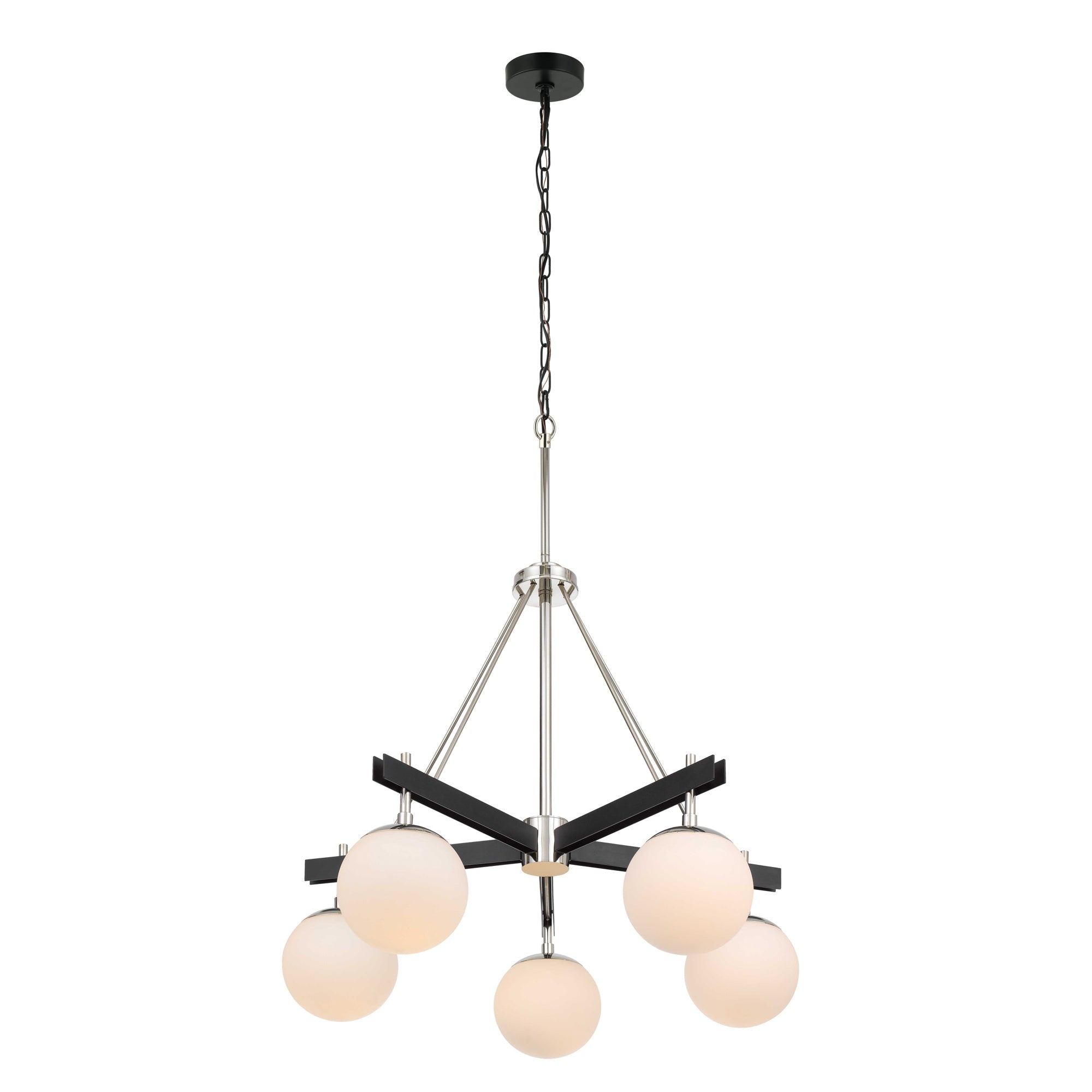 Allie 5 Light Chandelier - Black/Polished Nickel