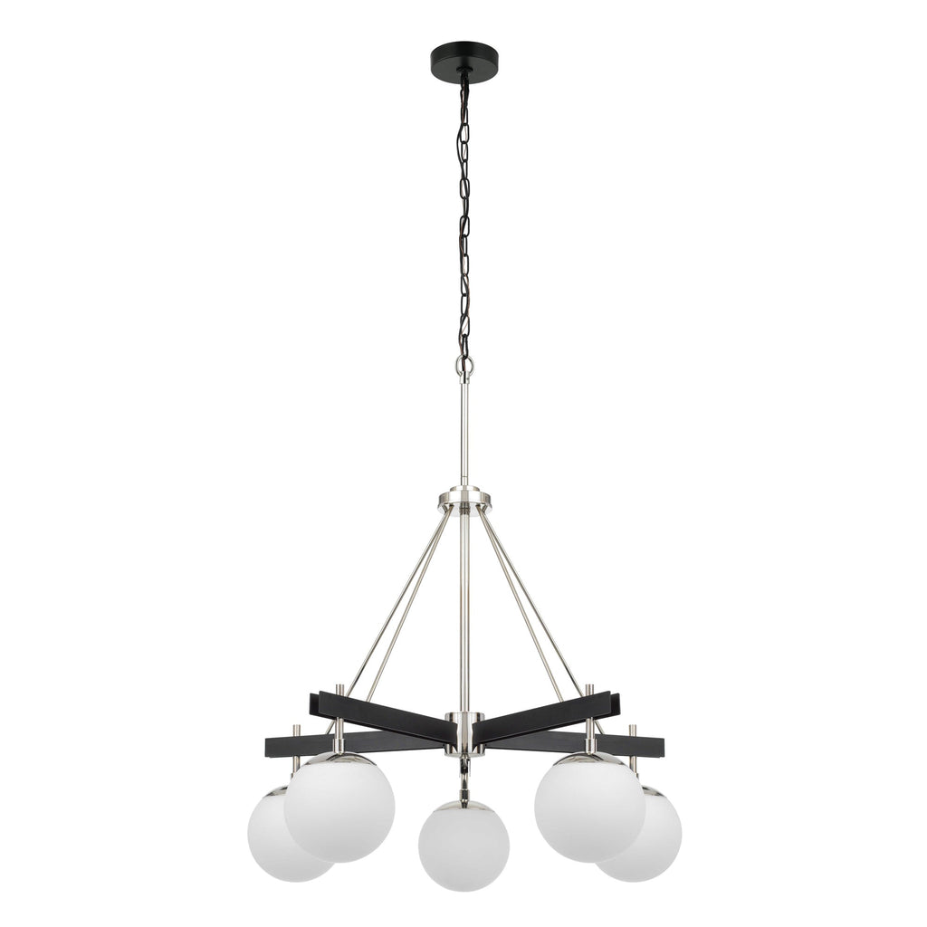 Allie 5 Light Chandelier - Black/Polished Nickel