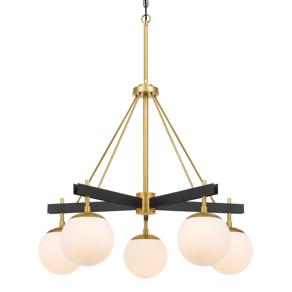 Allie 5 Light Chandelier - Black/Satin Brass