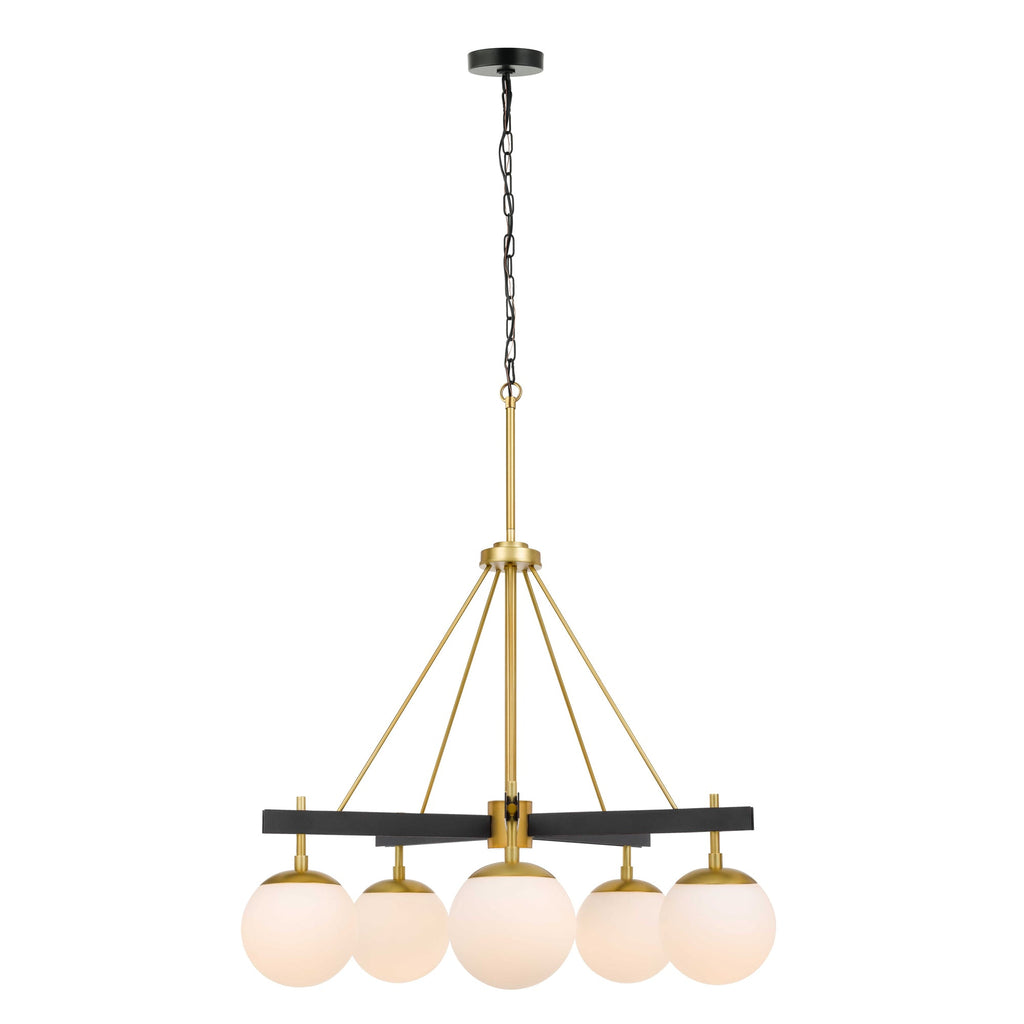 Allie 5 Light Chandelier - Black/Satin Brass