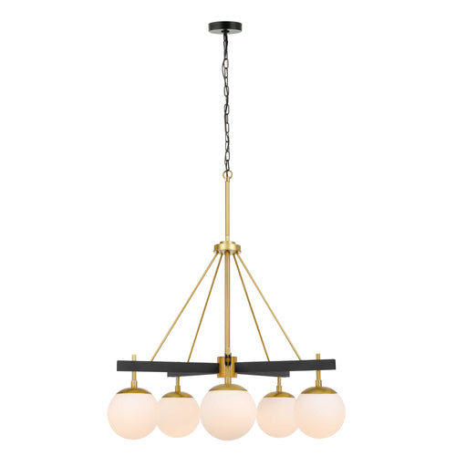 Allie 5 Light Chandelier - Black/Satin Brass