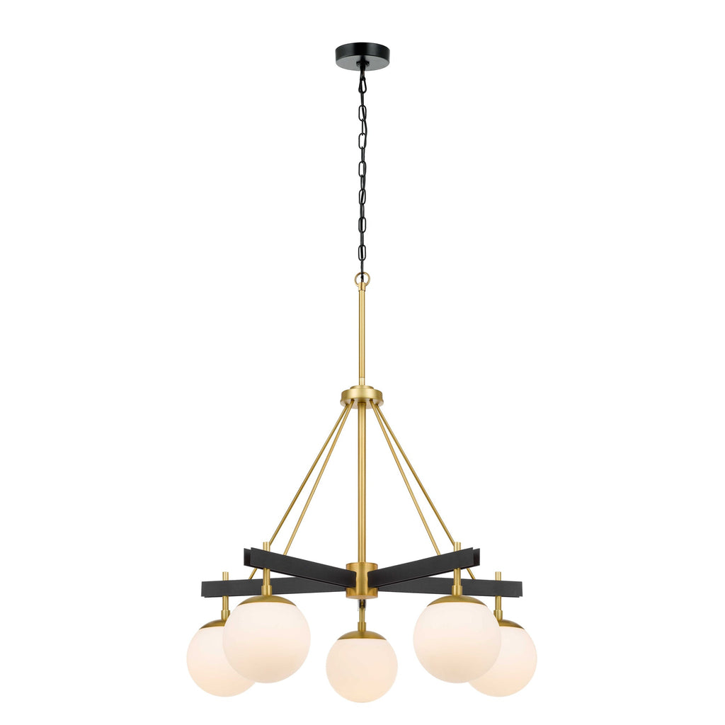 Allie 5 Light Chandelier - Black/Satin Brass