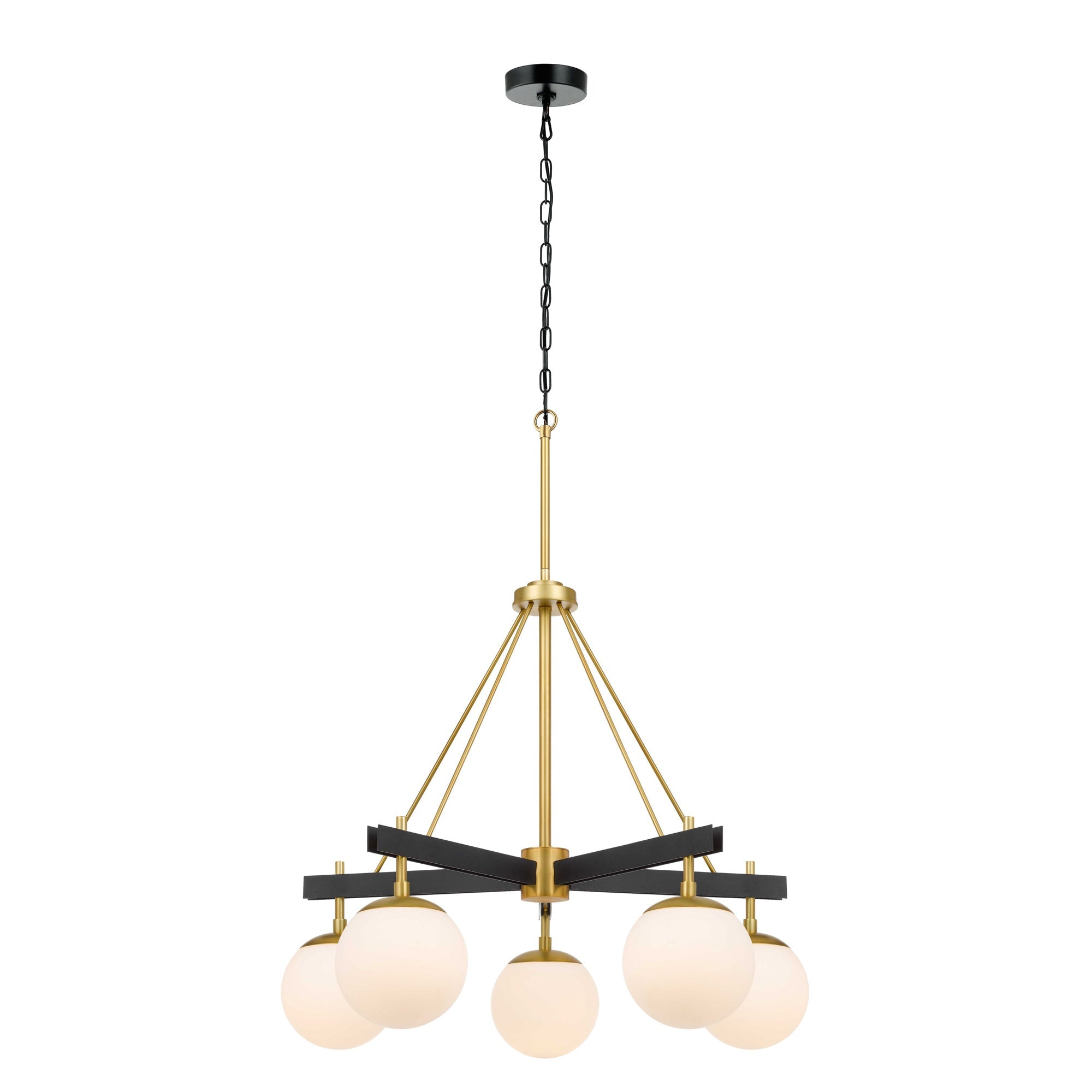 Allie 5 Light Chandelier - Black/Satin Brass