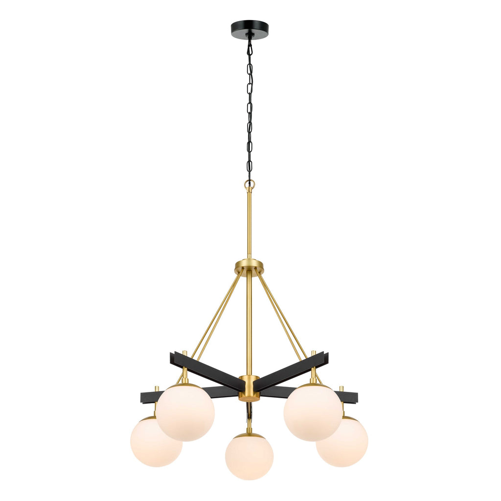 Allie 5 Light Chandelier - Black/Satin Brass