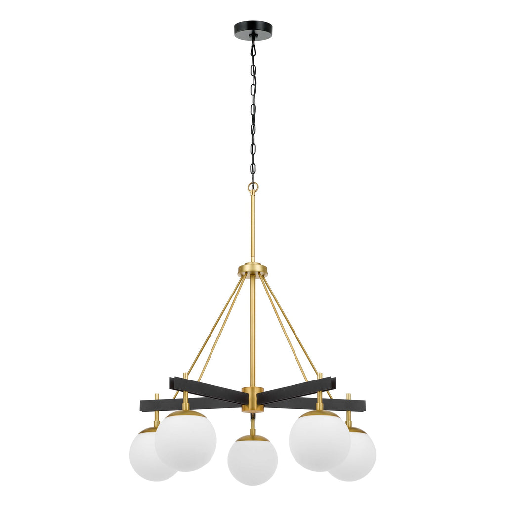 Allie 5 Light Chandelier - Black/Satin Brass
